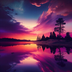 Amazing nature landscape with colorful sky during sunset