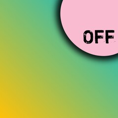 Percentage off, %off written at the corner with pink, blue, green, yellow etc colours , beautiful background 