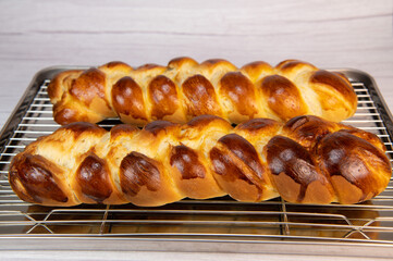 Homemade traditional greek braided brioche. High quality photo