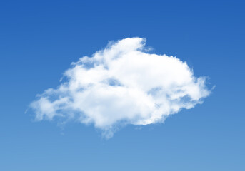 Naklejka na ściany i meble Single cloud over blue sky background, white fluffy cumulus cloud 