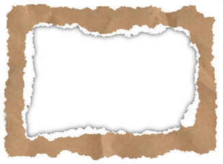 realistic torn paper frame isolated on transparent background