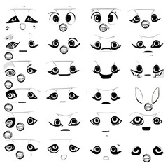 Set of different eyes styles collection