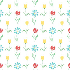 Seamless pattern with flowers. Doodle floral background. Spring pattern