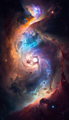 Fototapeta na wymiar Nebula in cosmos. Supernova, galaxy, universe wallpaper. AI