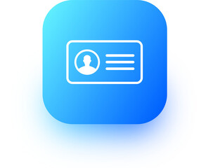 Identification card icon in square gradient colors. Id card signs illustration.