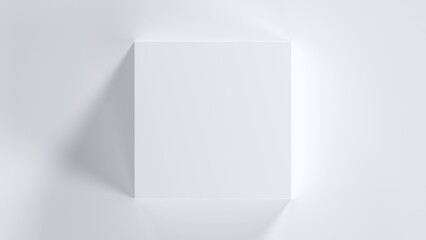 白い正方形の箱を俯瞰した3D背景テンプレート素材 - obrazy, fototapety, plakaty