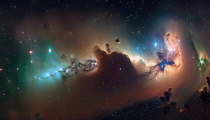 Fototapeta na wymiar A panoramic view of a distant nebula generative ai