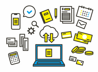 確定申告 インボイス制度 経理 オンライン会計 イメージ素材 アイコン