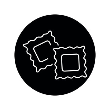 recommend clip art: Ravioli color line icon. Italian food.
