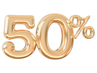 50 Percentage of Sale . 3d Gold Number Percent with Generative AI