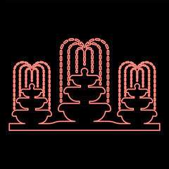 Neon fountain stream red color vector illustration image flat style