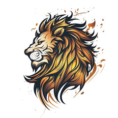 a flat lion head logo illustration in 2d