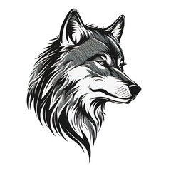 Obraz premium a wolf head flat logo illustration on transparent background