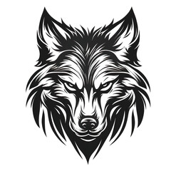 a wolf head flat logo illustration on transparent background