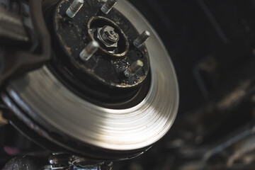 Close-up shot of car brakes. Car parts concept. Repair shop concept. High quality photo