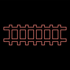 Neon rail rails Railroad Railway Train track red color vector illustration image flat style