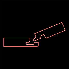 Neon connection of two boards in the groove Wood floor construction joint gap free profile view red color vector illustration image flat style