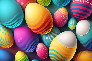 Fototapeta na wymiar Bright and Colorful Abstract Easter Eggs Background - Generative AI