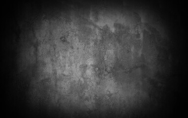 Old wall texture cement dark black gray background abstract grey color design are light with white gradient background.