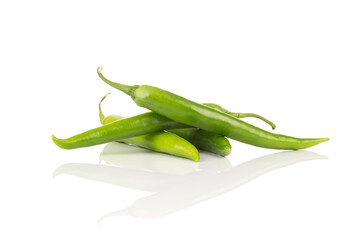 fresh green chili on white background