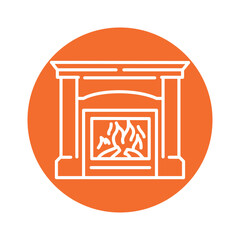 Fireplace black line icon. Pictogram for web page