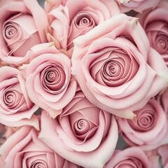 Pink roses background. Pastel roses close up. Generative AI
