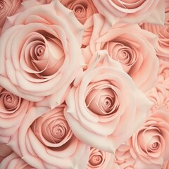Pink roses background. Pastel roses close up. Generative AI