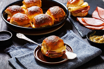 Hawaiian Ham and Swiss Sliders in baking dish