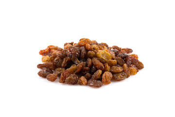 Sweet raisins on white
