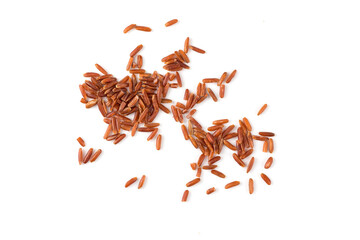 Red rice closeup on white