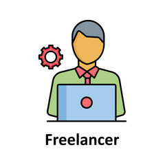 Freelancer Outline with fill Color vector icon that can easily modify or edit

