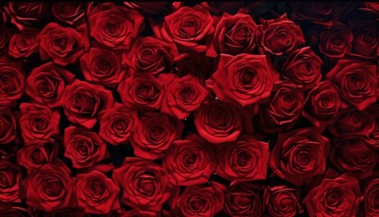 Red roses close up, Valentines day background. Generative AI