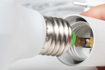 White lamp socket and lamp bulb, Electric cartridge for light bulbs, lamp holder, light fitting