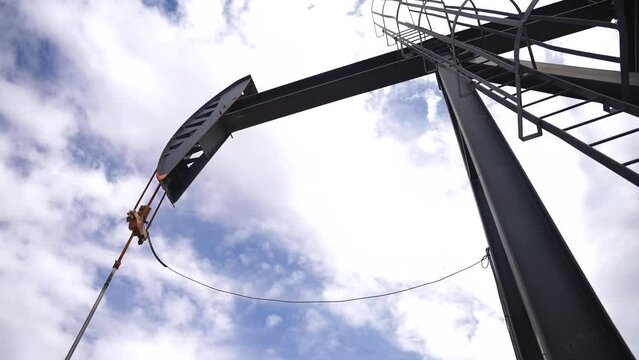 Pump jack looking up from below.