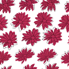 Fototapete Tropische Pflanzen Vector Seamless pattern with chrysanthemums. Chrysanthemum flowers. Pink flowers background vector. Vector of chrysanthemums.Viva Magenta.