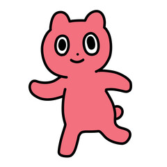 歩くピンク色の熊