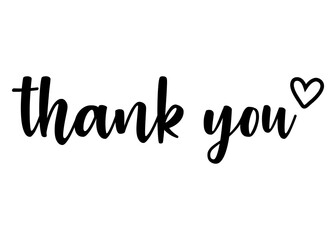 Letras de la palabra thank you con corazón. Texto manuscrito thank you para su uso en felicitaciones y tarjetas