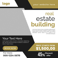 Real estate social media post bundle design, Modern Real Estate social media post Template, Real estate social media post web banner template design