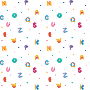 Colorful funny letters seamless pattern