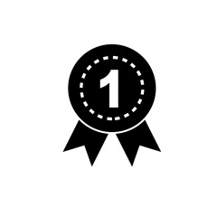 Ribbon Icon. Number 1,  Award Symbol - Vector.   symbol, success, medal, icon, ribbon, prize, award, 