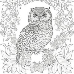 picture for coloring , owl . generative AI