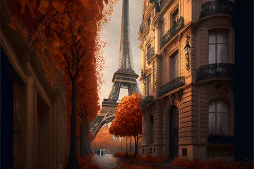 Raamstickers Autumn in Paris created with generative AI technology © Neuroshock
