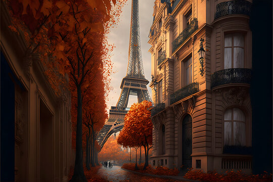 Autumn in Paris created with generative AI technology