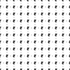 Square seamless background pattern from black cactus symbols are different sizes and opacity. The pattern is evenly filled. Vector illustration on white background