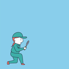 しゃがみながら細かいところまで点検する女性作業員｜mayucolor09