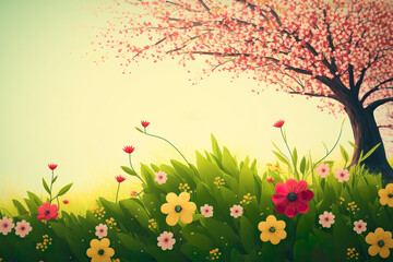 Beautiful composition of spring day flowers. natural colorful flowers background. wedding, Easter, Birthday, Happy Women's Day, Mother's Day, flat, ai generated