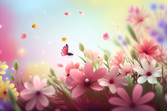 Beautiful composition of spring day flowers. natural colorful flowers background. wedding, Easter, Birthday, Happy Women's Day, Mother's Day, flat, ai generated