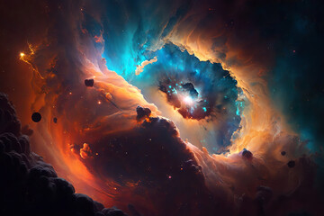 Cosmic Nebula Celestial Wonder Digital Art | AI Generated