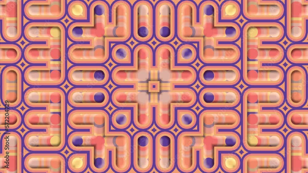 Fototapete abstract cartoon symmetric pattern. 3d rendering digital animation 4k