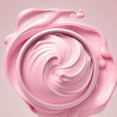 Cream texture background. Cosmetic cream pink color skin care product generation al